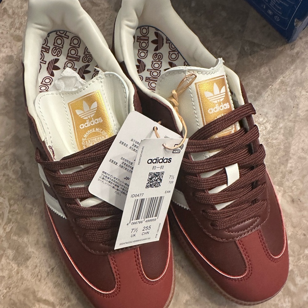 Adidas Maroon and White Sneakers